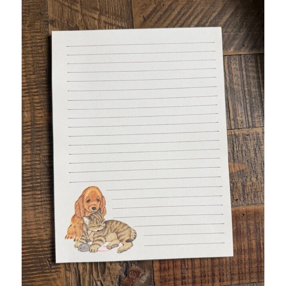 Cuddly Critters Stationery Note Pad Vintage 80s Sangamon Dog Cat Mouse